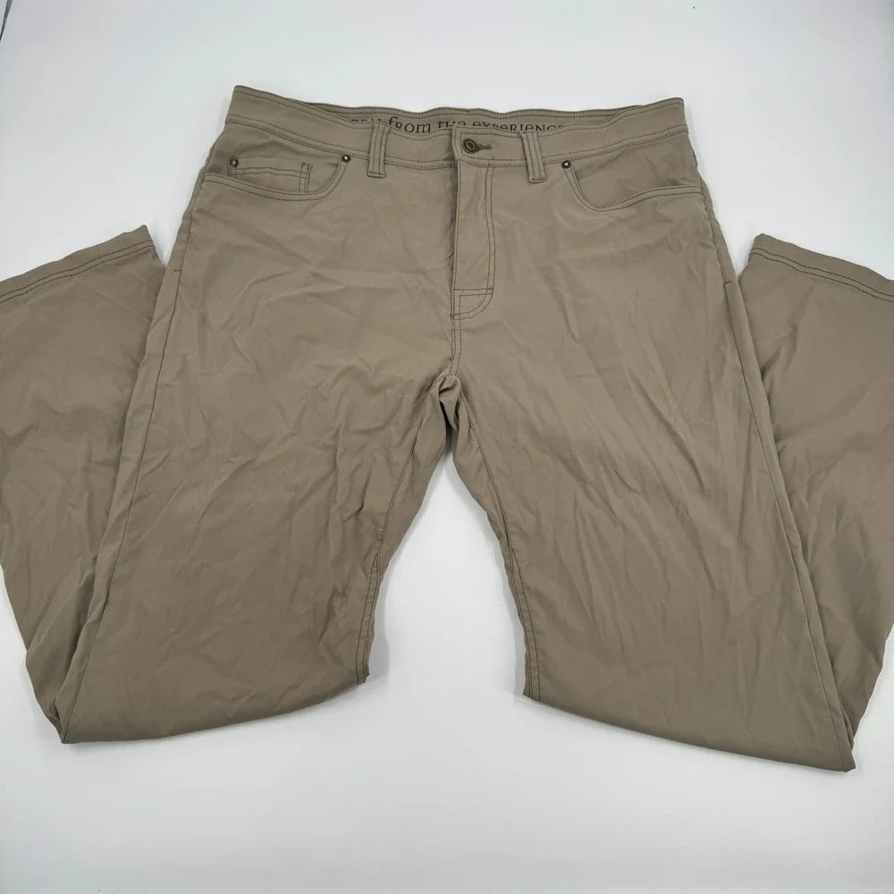 Prana Zion Slim Fit Pants Mens 38x34 Mud Khaki Stretch Hiking Outdoor Trousers